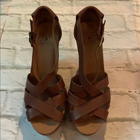 Lucky Brand brown leather platform sandals sz 8 - Picture 2 of 5